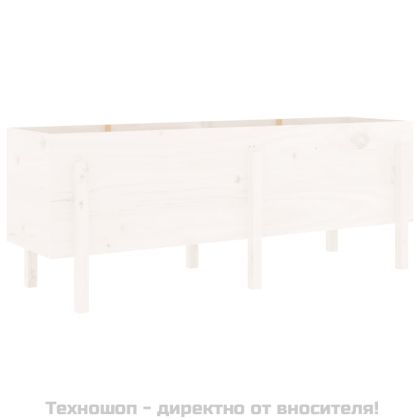 Градинско повдигнато легло, бяло, 160x50x57 см, бор масив