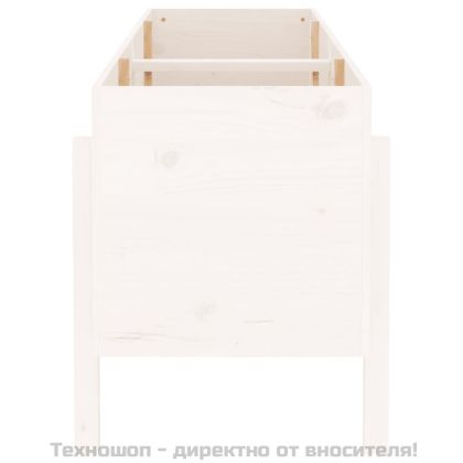 Градинско повдигнато легло, бяло, 160x50x57 см, бор масив