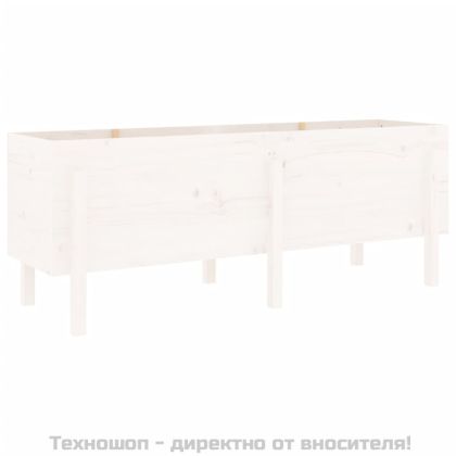 Градинско повдигнато легло, бяло, 160x50x57 см, бор масив