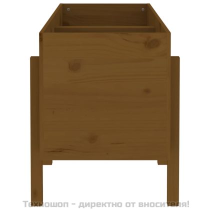 Градинско повдигнато легло меденокафяво 121x50x57 см бор масив