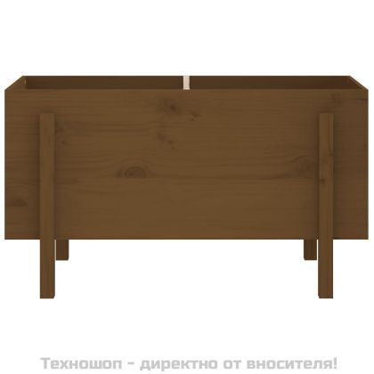 Градинско повдигнато легло меденокафяво 101x50x57 см бор масив