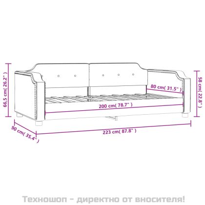Кушетка, черна, 80x200 см, плат