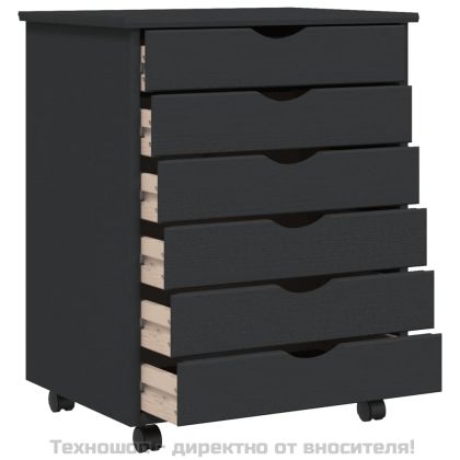 Шкаф с чекмеджета на колелца MOSS, сив, бор масив