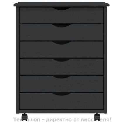 Шкаф с чекмеджета на колелца MOSS, сив, бор масив