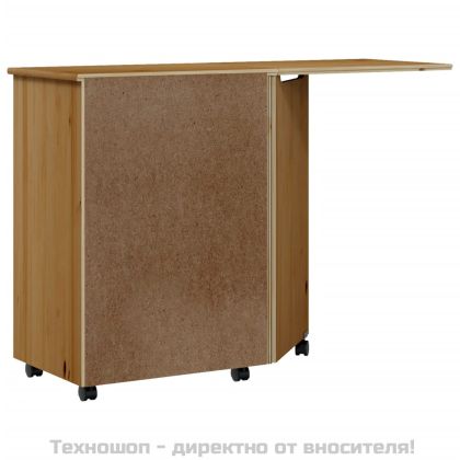 Шкаф с колелца и бюро MOSS, меденокафяв, бор масив