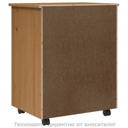 Шкаф с чекмеджета на колелца MOSS, меденокафяв, бор масив