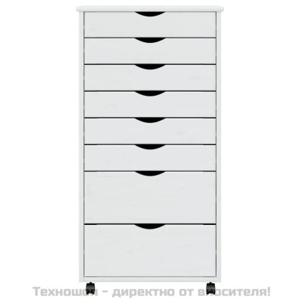 Шкаф с чекмеджета на колелца MOSS, бял, бор масив