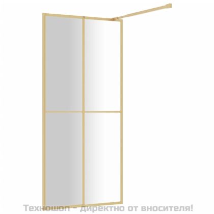 Стена за душ с прозрачно ESG стъкло, златиста, 80x195 см