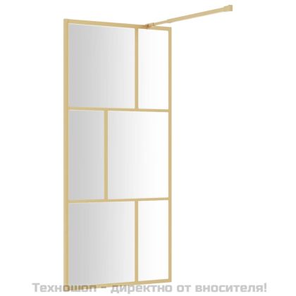Стена за душ с прозрачно ESG стъкло, златиста, 90x195 см