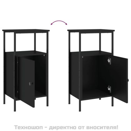 Нощни шкафчета, 2 бр, черни, 41x31x80 см, инженерно дърво