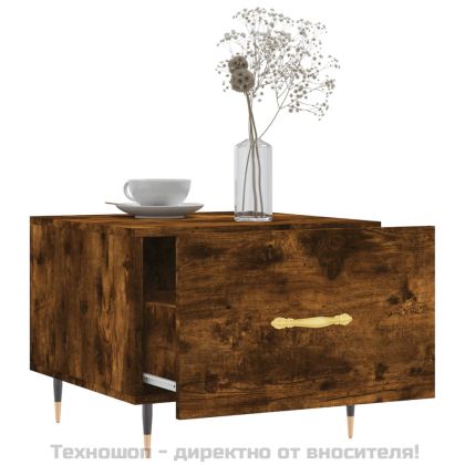 Кафе маси, 2 бр, опушен дъб, 50x50x40 см, инженерно дърво