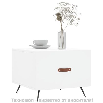 Кафе маси, 2 бр, бели, 50x50x40 см, инженерно дърво