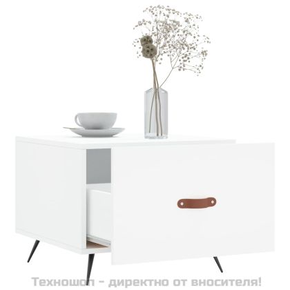 Кафе маси, 2 бр, бели, 50x50x40 см, инженерно дърво