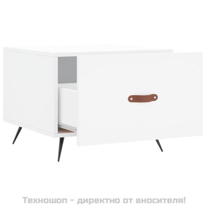 Кафе маси, 2 бр, бели, 50x50x40 см, инженерно дърво