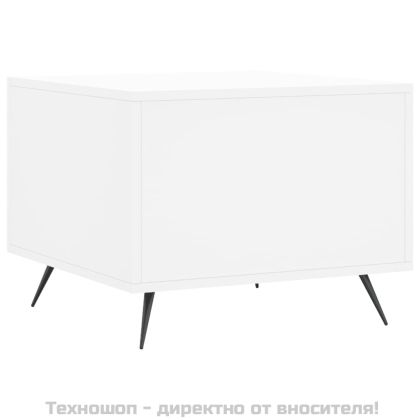 Кафе маси, 2 бр, бели, 50x50x40 см, инженерно дърво