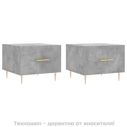 Кафе маси, 2 бр, Бетонно сиво, 50x50x40 см, инженерно дърво
