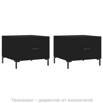 Кафе маси, 2 бр, черни, 50x50x40 см, инженерно дърво