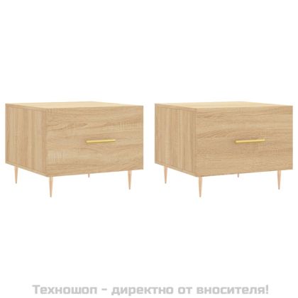 Кафе маси, 2 бр, дъб сонома, 50x50x40 см, инженерно дърво