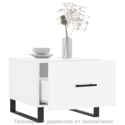 Кафе маси, 2 бр, Бял гланц, 50x50x40 см, инженерно дърво