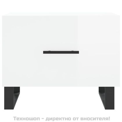 Кафе маси, 2 бр, Бял гланц, 50x50x40 см, инженерно дърво