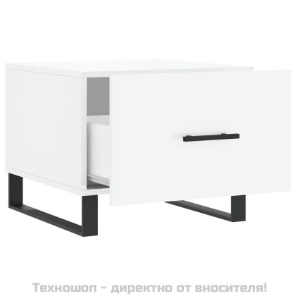 Кафе маси, 2 бр, Бял гланц, 50x50x40 см, инженерно дърво