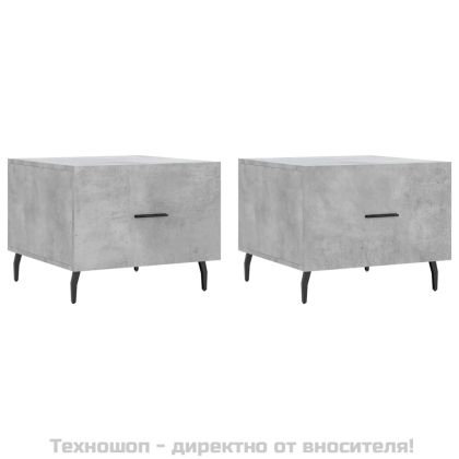 Кафе маси, 2 бр, Бетонно сиво, 50x50x40 см, инженерно дърво