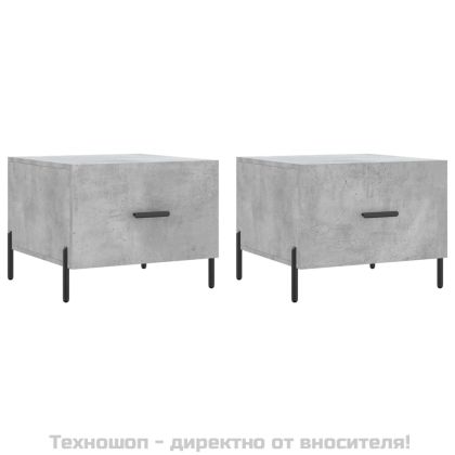 Кафе маси, 2 бр, Бетонно сиво, 50x50x40 см, инженерно дърво
