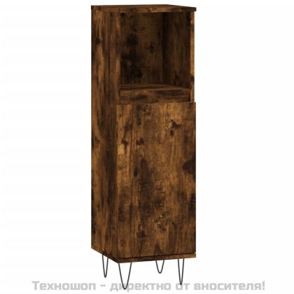 Шкаф за баня, опушен дъб, 30x30x100 см, инженерно дърво