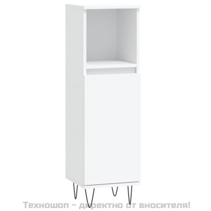 Шкаф за баня, бял, 30x30x100 см, инженерно дърво