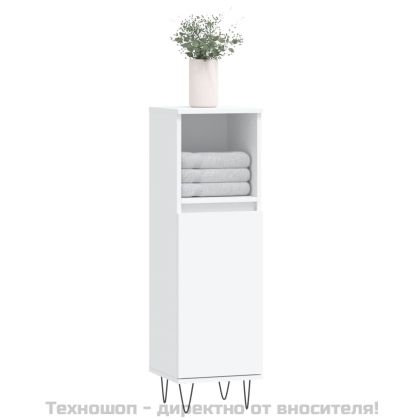 Шкаф за баня, бял, 30x30x100 см, инженерно дърво