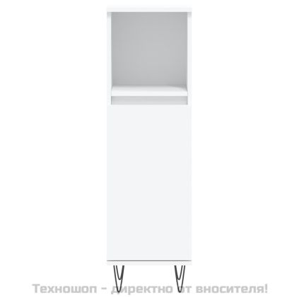 Шкаф за баня, бял, 30x30x100 см, инженерно дърво