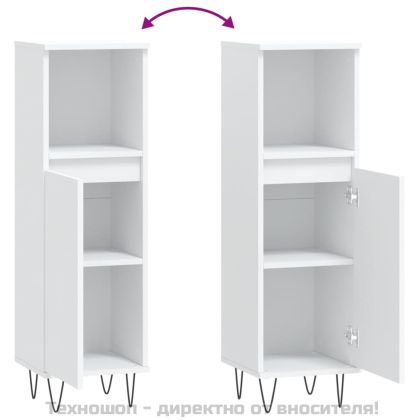 Шкаф за баня, бял, 30x30x100 см, инженерно дърво