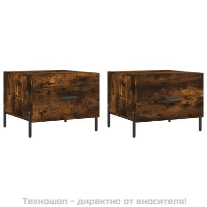 Кафе маси, 2 бр, опушен дъб, 50x50x40 см, инженерно дърво