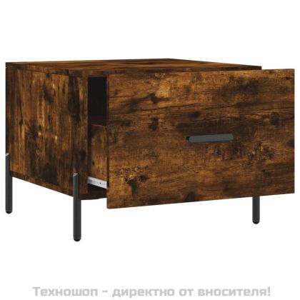 Кафе маси, 2 бр, опушен дъб, 50x50x40 см, инженерно дърво