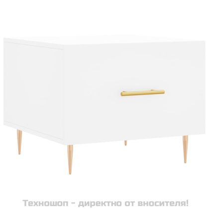 Кафе маси, 2 бр, бели, 50x50x40 см, инженерно дърво