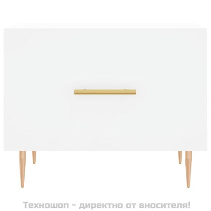 Кафе маси, 2 бр, бели, 50x50x40 см, инженерно дърво