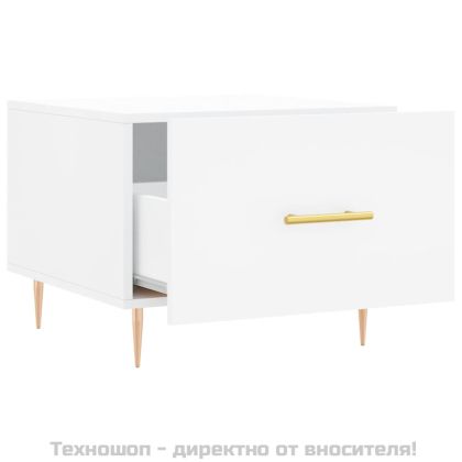 Кафе маси, 2 бр, бели, 50x50x40 см, инженерно дърво