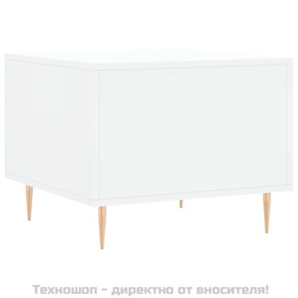 Кафе маси, 2 бр, бели, 50x50x40 см, инженерно дърво