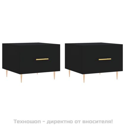Кафе маси, 2 бр, черни, 50x50x40 см, инженерно дърво