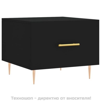 Кафе маси, 2 бр, черни, 50x50x40 см, инженерно дърво