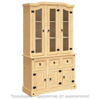 Висок шкаф Corona, кафяв, 112x43x196 см, мексикански бор масив