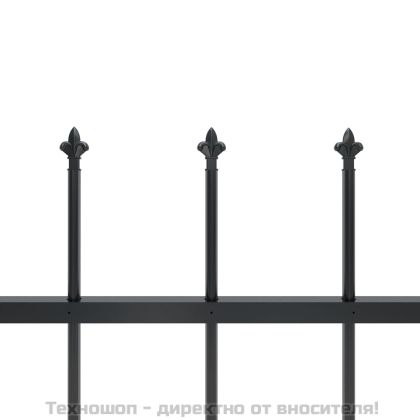 Градинска ограда с връх тип „копие“, стомана, 181x80 см, черна