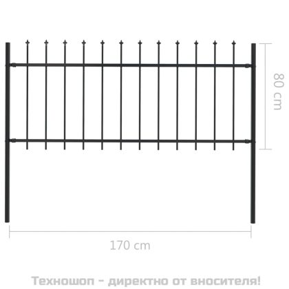 Градинска ограда с връх тип „копие“, стомана, 181x80 см, черна