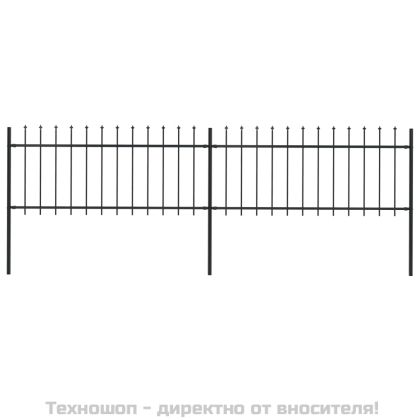Градинска ограда с пики, стомана, 3,4x0,8 м, черна