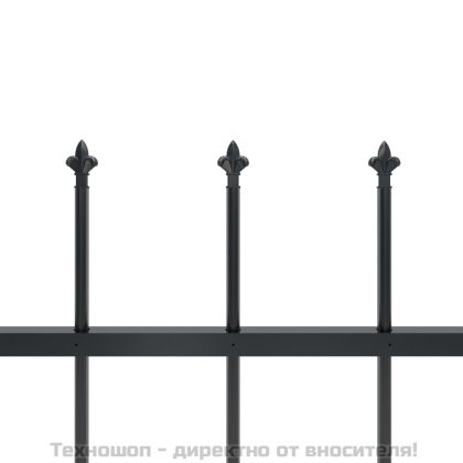 Градинска ограда с връх тип копие, стомана, 359x80 см, черна