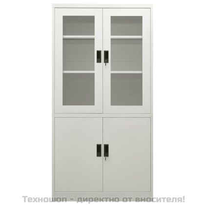 Офис шкаф, светлосив, 90x40x180 см, стомана