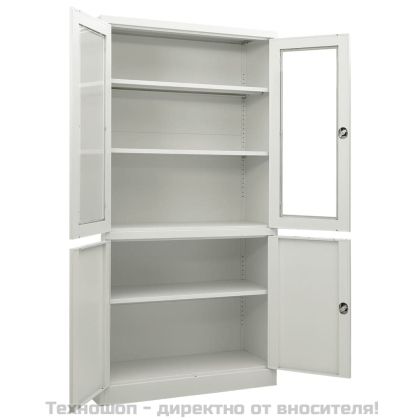 Офис шкаф, светлосив, 90x40x180 см, стомана