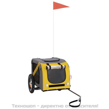 Ремарке за колело за любимци жълт и сив Оксфорд плат и желязо