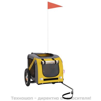 Ремарке за колело за любимци жълт и сив Оксфорд плат и желязо