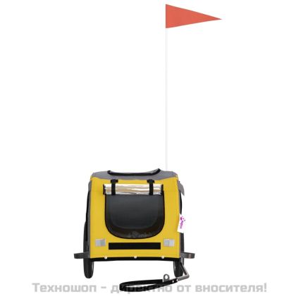 Ремарке за колело за любимци жълт и сив Оксфорд плат и желязо